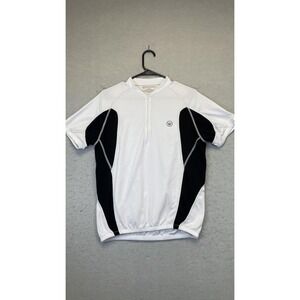Canari Cycling Jersey Mens Medium White Black 1/4 Zip Pockets Breathable Mesh
